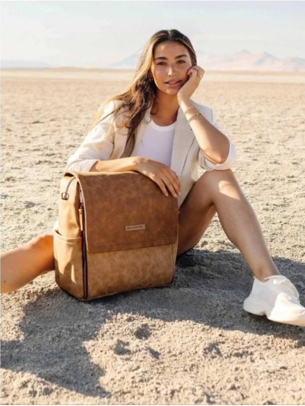 Petunia Pickle Bottom Boxy Backpack/Diaper Bag in Brioche-Retails 199